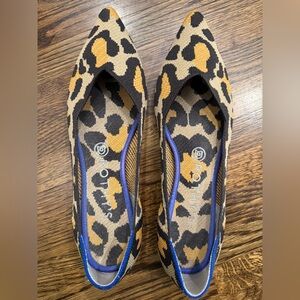 Rothy's Black and Tan Leopard Pointed Toe Flat Size 9